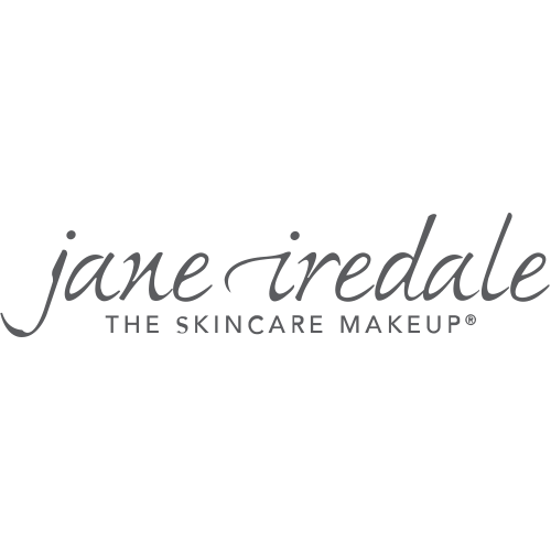 Die Abbildung zeigt das Logo von "jane iredale" mit dem Slogan "The Skincare Makeup". Der Text ist in einer eleganten, kursiven Schrift in Grautönen dargestellt auf weißem Hintergrund.